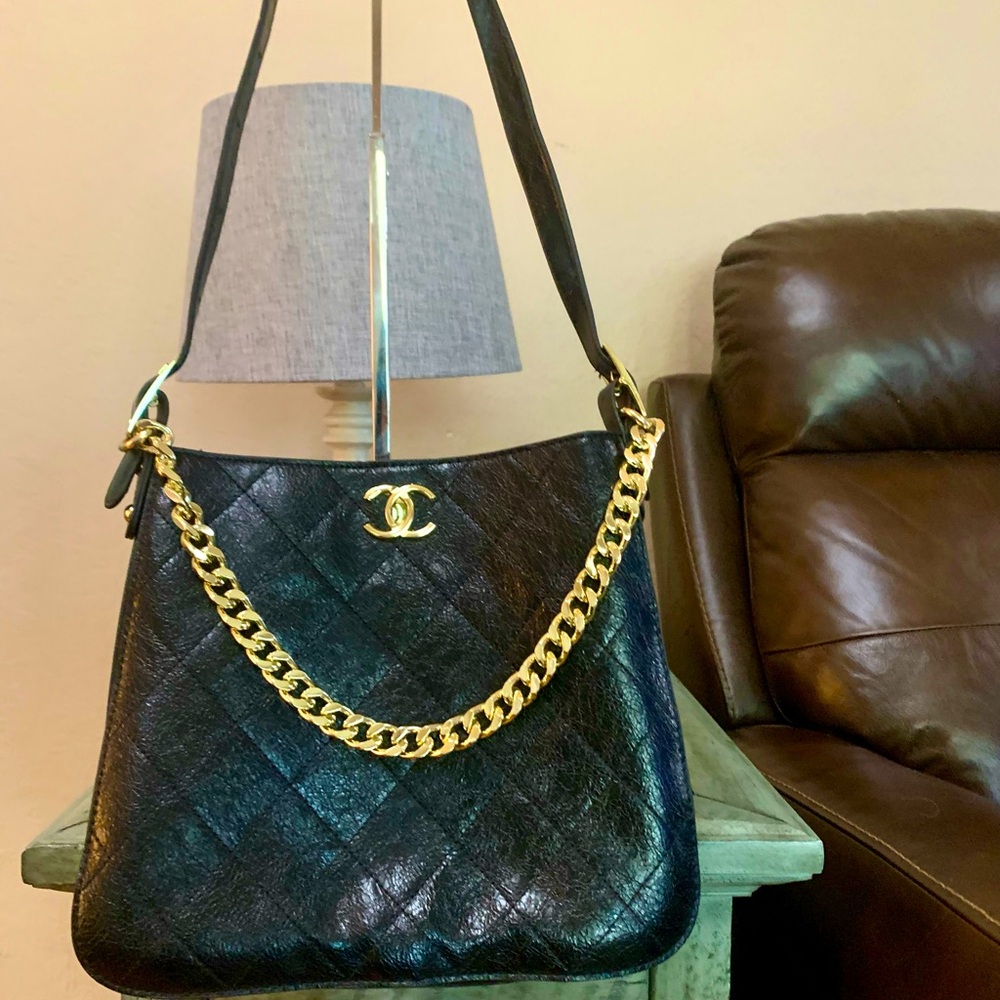 Black Leather Shoulder Bag